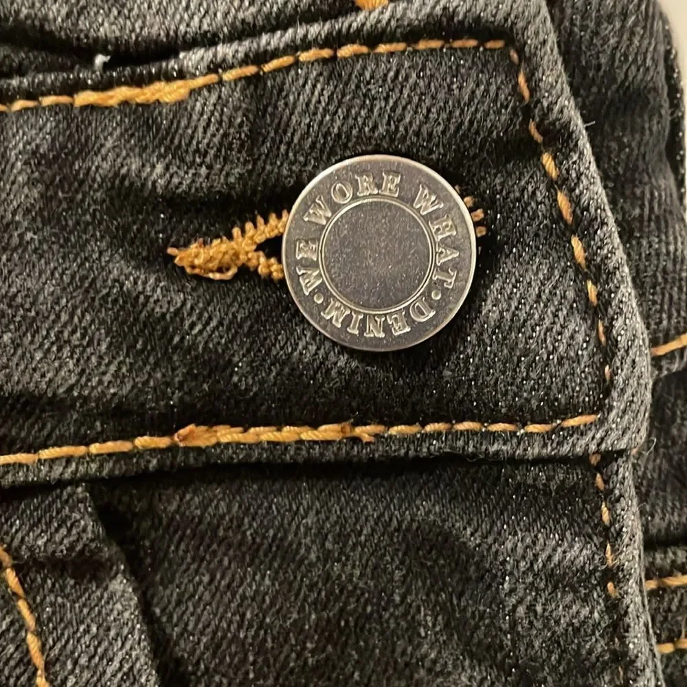 NWT WEWOREWHAT women’s size 2 straight tapered adjustable long overall jeans